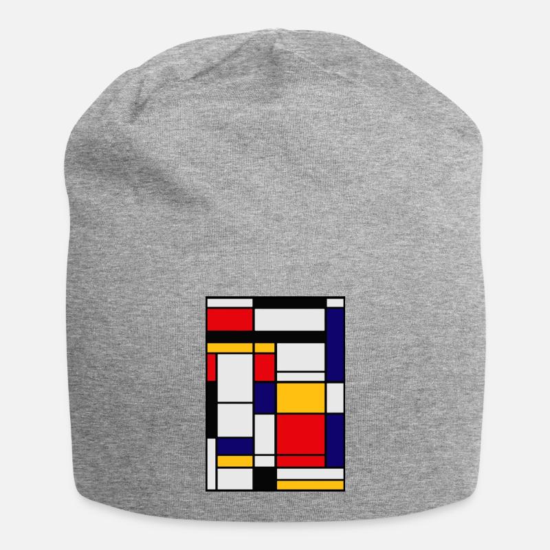 Abstrakte Malerei - Jersey-Beanie - Grau meliert
