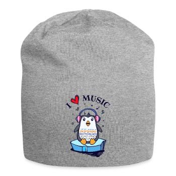 Seevogel Cool Herz PinguinTier Statement - Jersey-Beanie - Grau meliert - Vorne