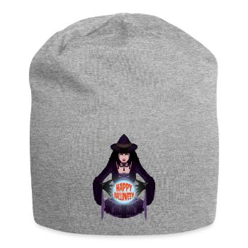 Scary Witch Crystal Ball Happy Halloween Costume - Jersey Beanie - heather grey - Front