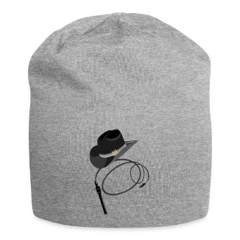 Cowboy hat and whip - Jersey Beanie - heather grey - Front