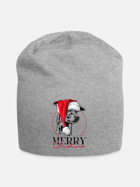 Santa GREYHOUND Merry Christmas Windhunde Wilsigns - Jersey-Beanie - Grau meliert