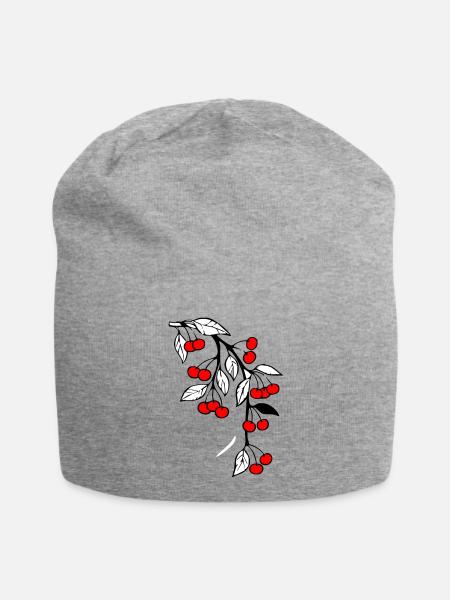 Cherries - Jersey Beanie - heather grey