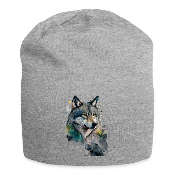 Wolf Aquarelles Art Peinture Aquarelle - Bonnet en jersey - gris chiné - Devant