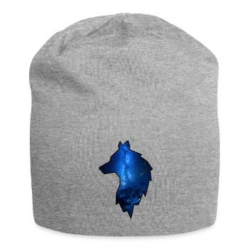 Milky way in the black contour of the wolf - Jersey Beanie - heather grey - Front