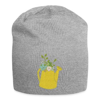 Watering can fabric - Jersey Beanie - heather grey - Front