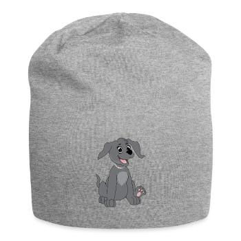 Dog sits - grey - Jersey Beanie - heather grey - Front