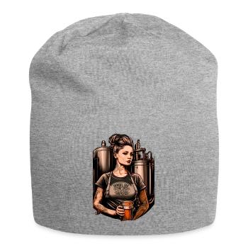 Maître brasseur cool avec bière artisanale - Bonnet en jersey - gris chiné - Devant