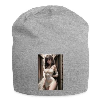 Woman in a alley, town,Generated AI - Jersey-Beanie - Grau meliert - Vorne