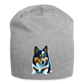 Lying Shetland Sheepdog Corgi Puppy - Jersey Beanie - heather grey - Front