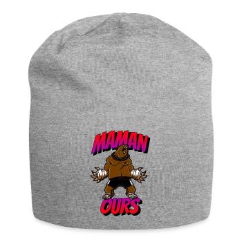 Maman ours. Fête des mères - Bonnet en jersey - gris chiné - Devant