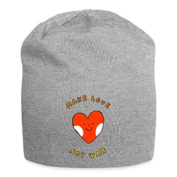 Herz mit "Make love not war" - Jersey-Beanie - Grau meliert - Vorne