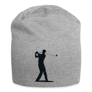 Golfspieler Silhouette - Abschlag Golf - Jersey-Beanie - Grau meliert - Vorne