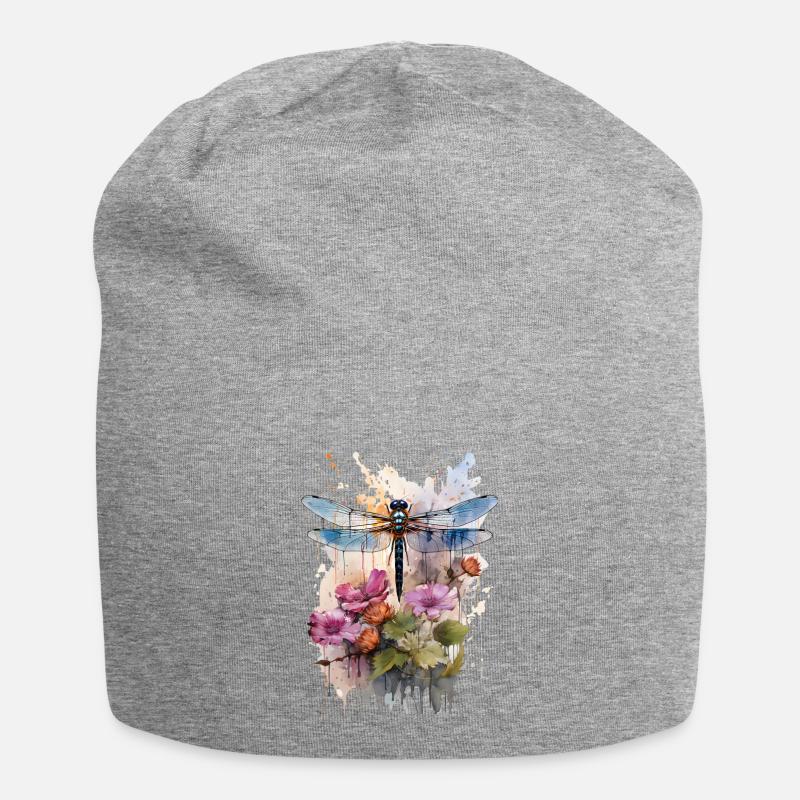 Libellule comme aquarelle - Bonnet en jersey - gris chiné