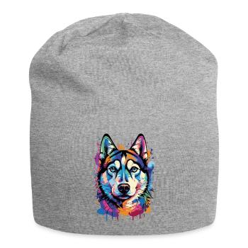 Husky Colorful - Husky Dog - Colorful Husky - Bonnet en jersey - gris chiné - Devant