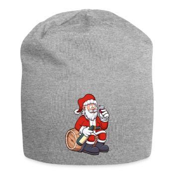 Santa Claus Drinking Wine - Jersey Beanie - heather grey - Front