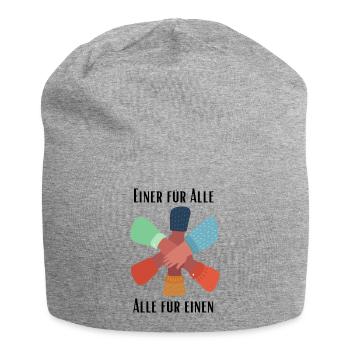 Einer für Alle, Alle für Einen - Jersey-Beanie - Grau meliert - Vorne