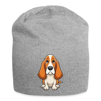 Melancholic Basset Hound - Expression réprimandée - Bonnet en jersey - gris chiné - Devant