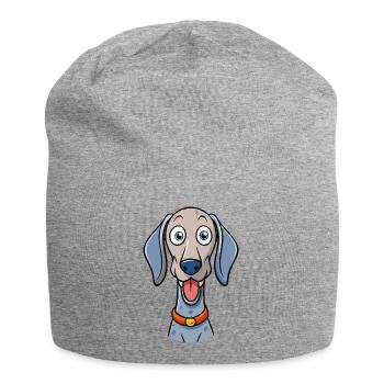 Goofy Weimaraner Begging for Treats - Jersey Beanie - heather grey - Front