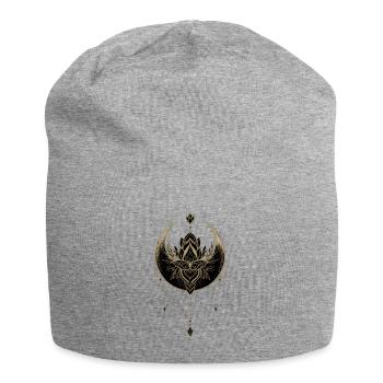Superbe lune noire dorée avec fleur de lotus. - Bonnet en jersey - gris chiné - Devant