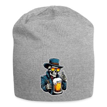 Skull / Skull / Skeleton / Gothic / Beer - Jersey Beanie - heather grey - Front