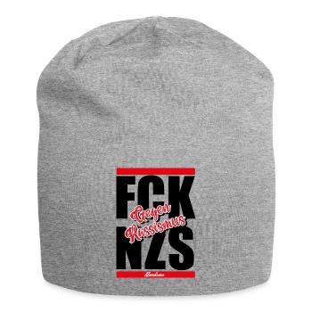 Gegen Rassismus - Jersey-Beanie - Grau meliert - Vorne