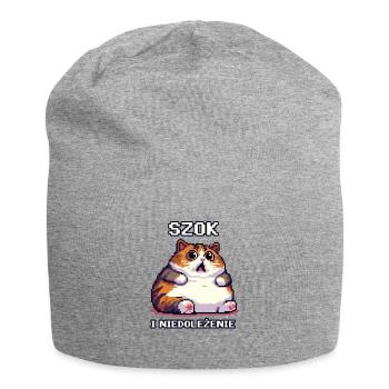 Gros chat choqué et incrédulité - Bonnet en jersey - gris chiné - Devant