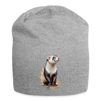 Ferret Watercolor - Playful Furball - Jersey Beanie - heather grey - Front