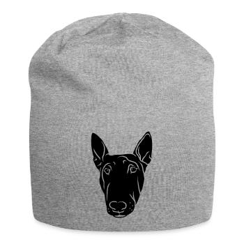 Bull Terrier Head Black - Jersey Beanie - heather grey - Front