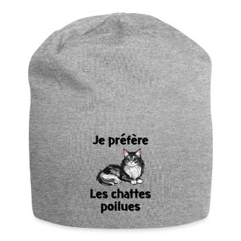 JE PREFERE LES CHATTES POILUES - Bonnet en jersey - gris chiné - Devant