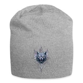 Mystischer Wolfskopf. - Jersey-Beanie - Grau meliert - Vorne