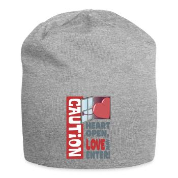Heart open, love may enter (Valentine's Day) - Jersey Beanie - heather grey - Front