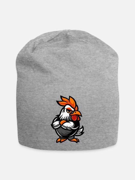 Huhn Comic - Jersey-Beanie - Grau meliert