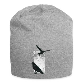 Kolkraben mit Grabstein, Halloween Outfit - Jersey-Beanie - Grau meliert - Vorne