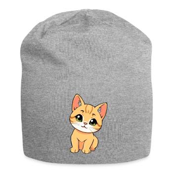 Chat mignon - Bonnet en jersey - gris chiné - Devant