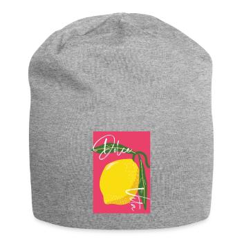 Lemon avec Écriture Artisanal Dolce Vita - Bonnet en jersey - gris chiné - Devant