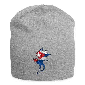 Flagge von Kuba - Kuba - Drachensilhouette - Jersey-Beanie - Grau meliert - Vorne