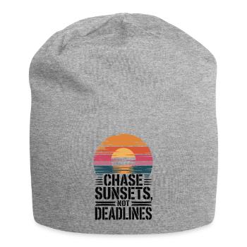 Adventure - Chase Sunsets not Deadlines - Jersey Beanie - heather grey - Front