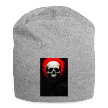 Crâne en braise rouge - Bonnet en jersey - gris chiné - Devant
