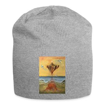 Surreal Floating Fortress with Ocean Depths - Jersey Beanie - heather grey - Front
