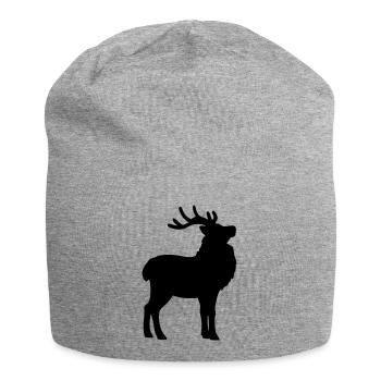 Deer Silhouette – Winter & Christmas Motif - Jersey Beanie - heather grey - Front