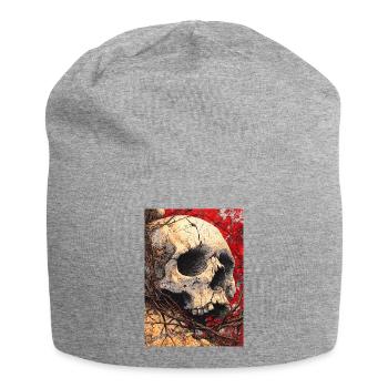 Cracked Skull in Crimson Vines - Jersey Beanie - heather grey - Front