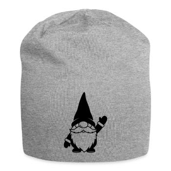 Lustiger Wichtel am Winken Illustration - Jersey-Beanie - Grau meliert - Vorne