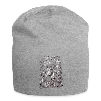 Motif de dentelle soufflée par feuilles - Bonnet en jersey - gris chiné - Devant