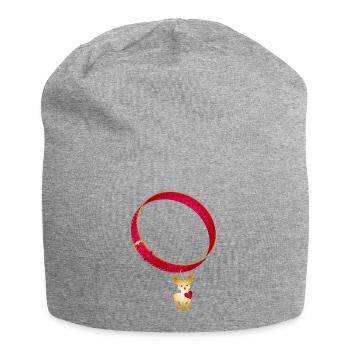 Rotes Hundehalsband mit goldenem Chihuahua Motiv - Jersey-Beanie - Grau meliert - Vorne