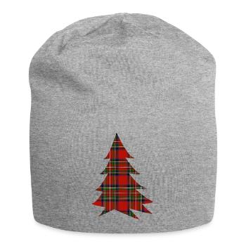 Scottish Red Tartan Tree - Jersey Beanie - heather grey - Front