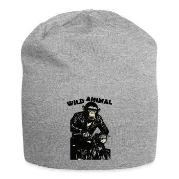 Chimp Biker Rebel on Midnight Bike - Jersey Beanie - heather grey - Front