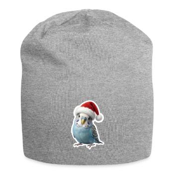 Blauer Wellensittich zwitschert Weihnachtslieder - Jersey-Beanie - Grau meliert - Vorne