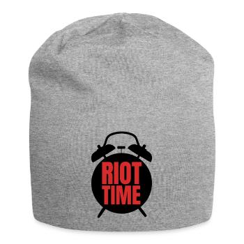 Riot Time – Mutiges rotes Textdesign - Jersey-Beanie - Grau meliert - Vorne