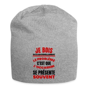 Gelegentlich trinke ich Humor-Aperitif - Jersey-Beanie - Grau meliert - Vorne