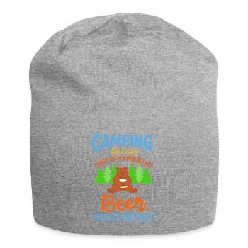 Funny Camping Bear Beer Solves Problems Art - Jersey-Beanie - Grau meliert - Vorne